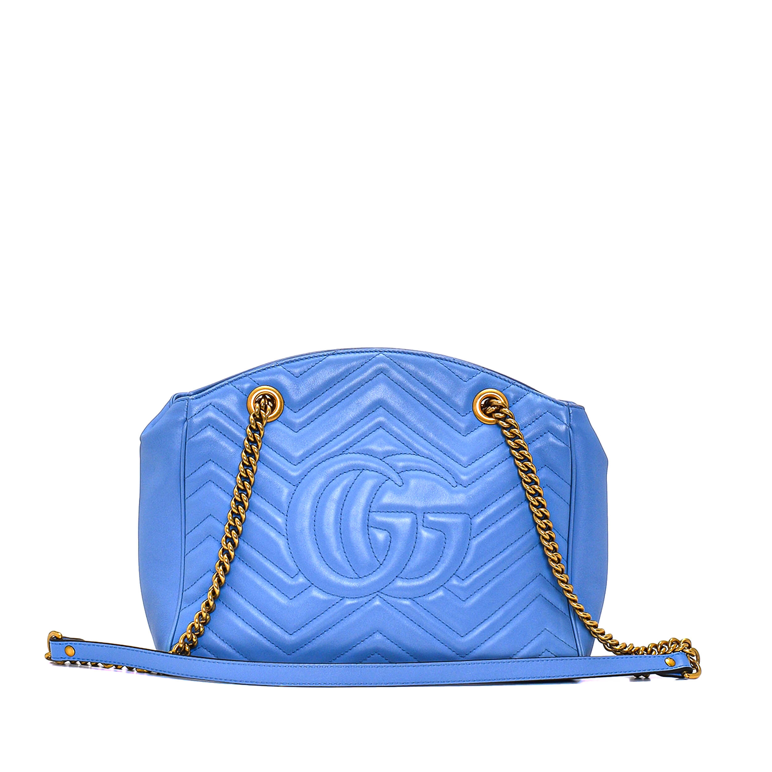 Gucci - Blue Matelasse Marmont Leather GG Shoulder Bag